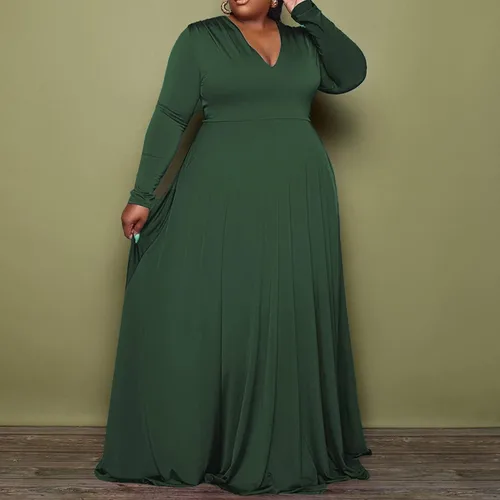 Vista 2 de IyMoo Vestido largo de manga larga formal para mujer, talla grande, vestido de noche