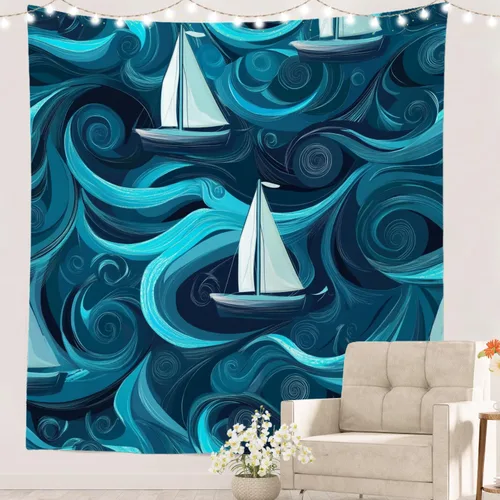 Vista 45 de Batmerry Peaceful Retreat Beautiful Landscape Polyester Tapestry, Blooming Garden Setting Lightweight Wall Hanging High-Definition Print Backdrop