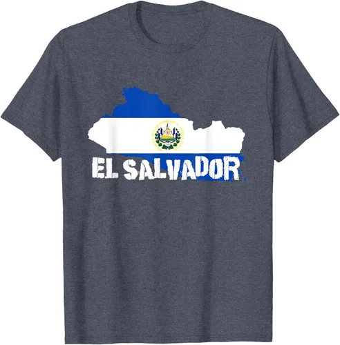 Vista 63 de Camiseta con la bandera de El Salvador, mapa de El Salvador, camiseta de Salvador para mujer, Negro