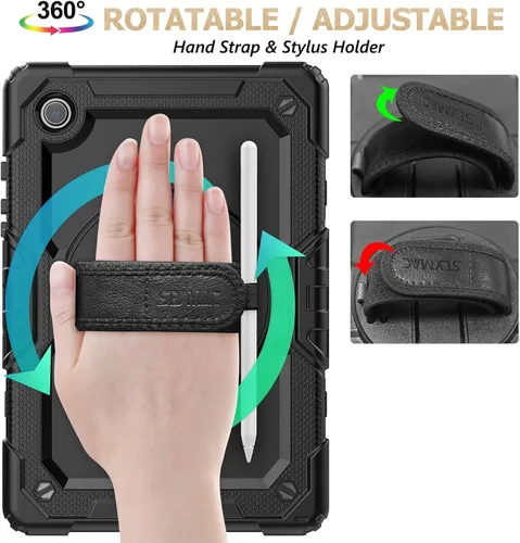 Vista 4 de SEYMAC stock Funda para Samsung Galaxy Tab A8 de 10.5 pulgadas, funda de protección contra caídas de cuerpo completo con protector de pantalla