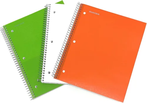 Vista 31 de Mintra Office Cuaderno con espiral duradero, 3 materias, azul pervinca (Arctic Ice), amarillo claro (Sun Yellow) y rosado claro (Spring Pink)