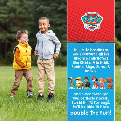 Vista 7 de Paw Patrol 2 Pack Soft Fleece Hoodies for Boys, Lightweight Graphic Pullover Sweatshirts