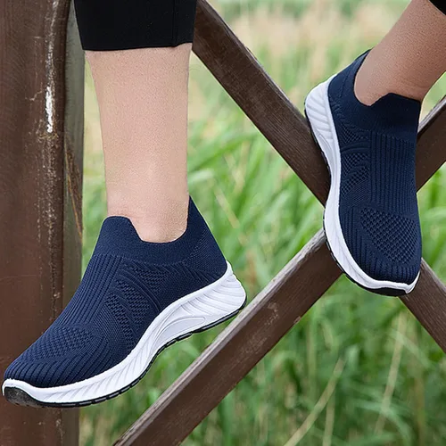 Vista 5 de AUNTHUI Mocasines casuales de malla para hombre, transpirables, cómodos, suaves, para caminar al aire libre