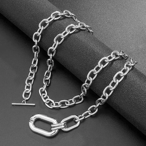 Vista 4 de choice of all Collar grueso para mujer, gargantilla gruesa en capas, cadena de eslabones cubanos, mosquetón, joyería punk hip-hop para mujer