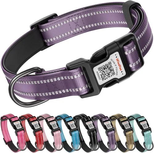 Vista 28 de Collar de perro personalizado ilFindYou con etiqueta de código QR para identificación de mascotas, collar reflectante de seguridad, adecuado