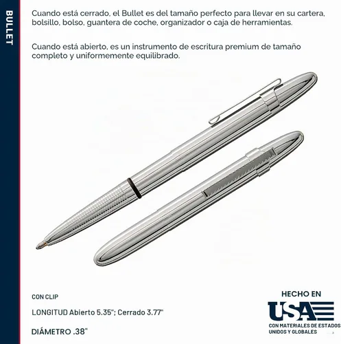 Vista 6 de Fisher Bolígrafo espacial cromado Presurizado Bullet Pen Cromo