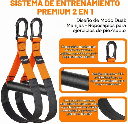 Vista 9 de Kit de entrenamiento de resistencia para el hogar, correas de entrenamiento de suspensión con extensión ajustable, anclaje de puerta y bolsa