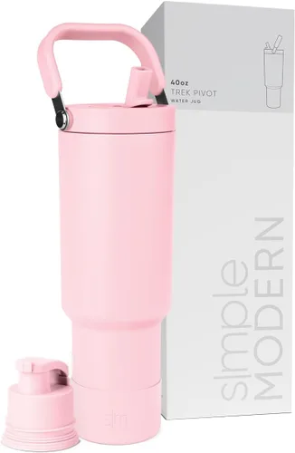 Vista 31 de Simple Modern Trek Pivot Vaso con pajita abatible de 30 oz con asa Botella de agua y protector Tapas intercambiables de pajita y para beber