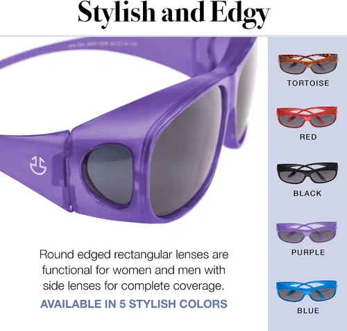 Vista 4 de Gafas de sol para hombres y mujeres, protección UV ajuste sobre envolturas polarizadas