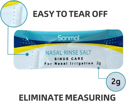 Vista 2 de Sonmol Paquetes de solución salina, paquetes de sal premezclados para paquetes de recarga de enjuague nasal