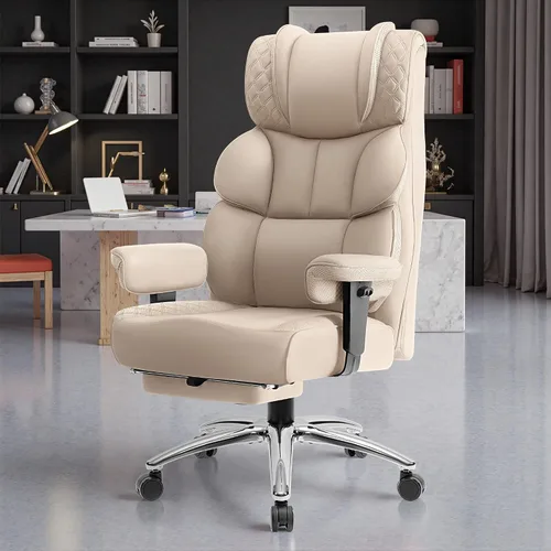 Vista 7 de BestGlory Silla de escritorio de oficina, silla grande y alta de cuero para juegos con reposapiés, amplia, ergonómica, cómoda, silla ejecutiva