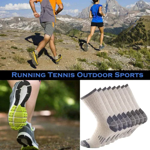 Vista 5 de Calcetines de lana merina para hombre, calcetines deportivos cálidos para hombre, adecuados para senderismo, senderismo, campamento..