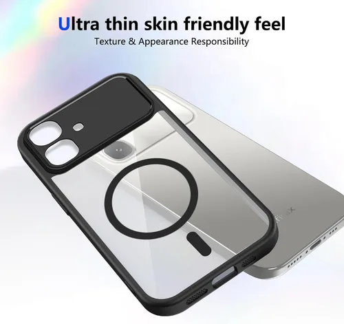 Vista 532 de Funda magnética transparente compatible con Xiaomi 17T, color negro 2 en 1 PC + TPU cubierta de teléfono a prueba de golpes, carcasa protectora