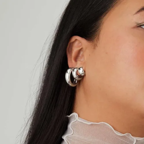 Vista 5 de CONRAN KREMIX Aretes de aro pequeños y gruesos de oro, ligeros, para mujeres y niñas