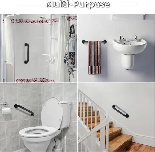 Vista 6 de Barras de agarre de 24 pulgadas y 1.25 pulgadas de diámetro para bañeras y duchas, mango de ducha para ancianos, barras de agarre