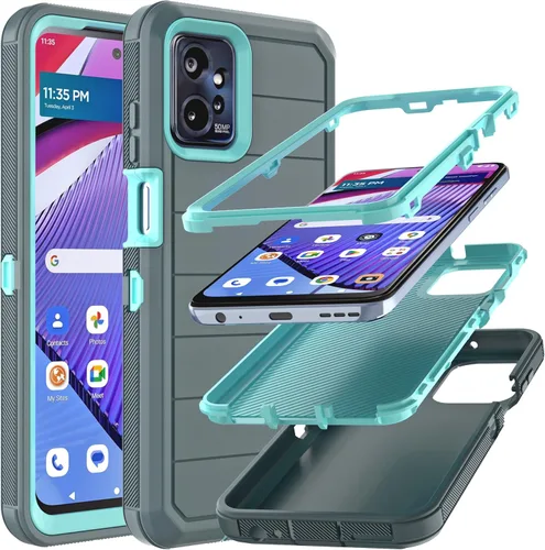 Vista 6 de Funda para Moto G Power 2023 5G (sin protector de pantalla) con funda duradera de 3 capas a prueba de caídas, a prueba de golpes, funda de goma