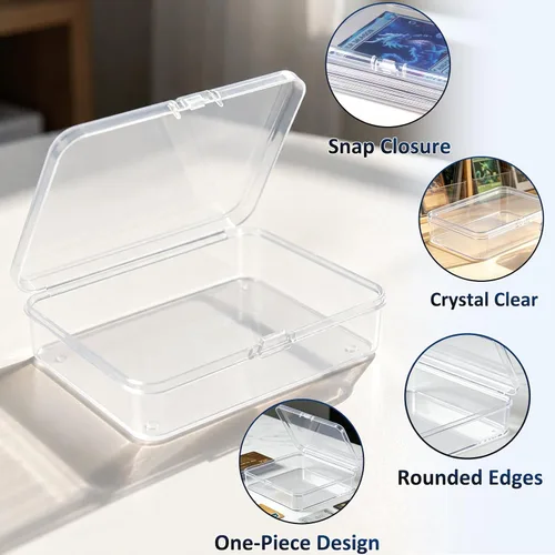 Vista 4 de Kitoyz Juego de cartas de plástico transparente, caja de almacenamiento de tarjetas de acrílico compatible con fundas coleccionables para tarjetas