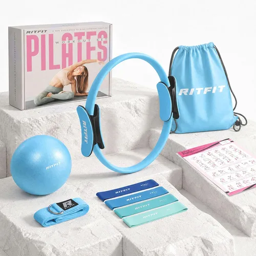 Vista 9 de RitFit Anillo circular de pilates – Círculo mágico de fitness de 14 pulgadas para tonificar muslos interiores y exteriores, guía de entrenamiento