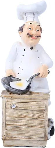 Vista 8 de Oumefar Estatua de chef de resina, adorno decorativo de cocinero, decoración de cocina, figura coleccionable para el hogar, cocina, restaurante