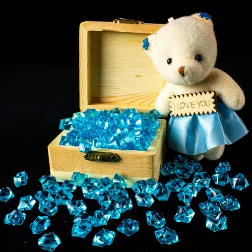 Vista 5 de 820 piezas de hielo falso azul, 0.43 x 0.55 pulgadas, 1.1 libras de piedras preciosas de cristal acrílico para decoración, fotografía, relleno