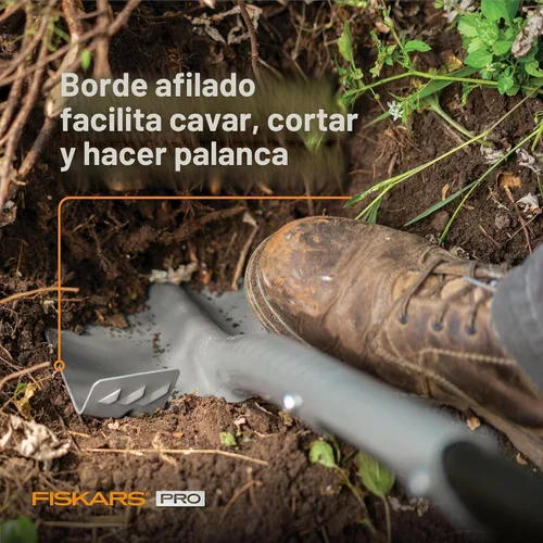 Vista 3 de Fiskars Pala de jardín profesional de 60" para excavar, herramienta de jardinería de acero resistente con mango recto