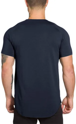 Vista 3 de Camiseta de manga corta ajustada para hombre, de algodón, atlética, para correr, fitness
