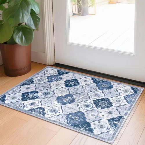 Vista 35 de KILOCOCO Alfombra marroquí pequeña, de 2 x 3 pies, color negro/dorado, súper suave, lavable, para interiores, vintage, lavable, antideslizante