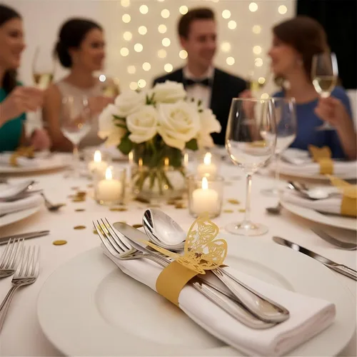Vista 2 de 100 servilleteros, servilleteros de papel de mariposa 3D para lugares, recepciones de boda, cenas o fiestas de vacaciones, reuniones familiares