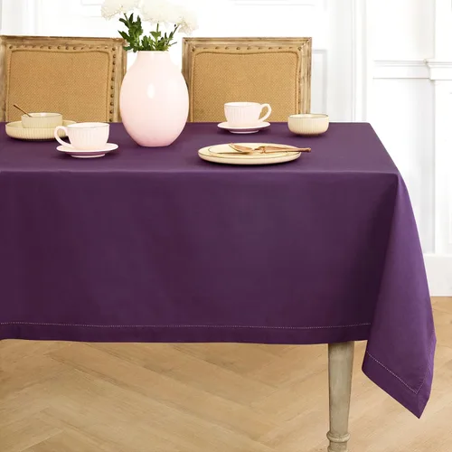 Vista 35 de Solino Home Mantel de lino de algodón, dobladillo blanco, 52 x 52 pulgadas