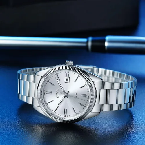Vista 2 de CIVO Analog Mens Watches Silver: Wrist Watches with Date Easy to Read - Dress Stainless Steel Watch for Men Gifts for Husband Father at Birthday