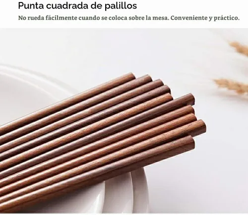 Vista 4 de Bambú natural chino, Hot Pot palillos, 10 pares, set de regalo, 10.6 pulgadas de largo, color café, Marrón1 Premium Chinese Japanese Korean