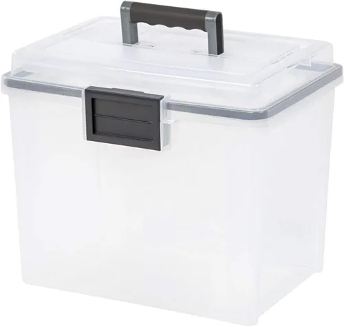Vista 4 de IRIS - Caja de archivos hermética portátil tamaño carta, paquete de 4, transparente