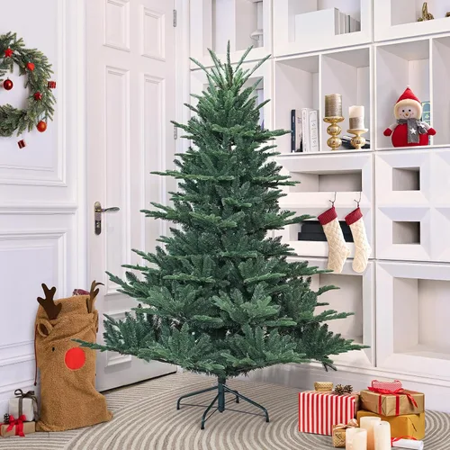 Vista 22 de Árbol de Navidad Artificial Prelit Flocado, Árbol de Navidad Artificial Pequeño con Luces LED, Árbol de Navidad LED Escarchado con Nieve