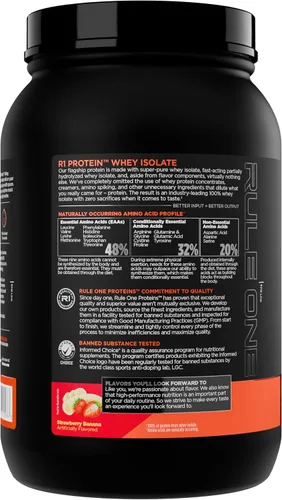 Vista 3 de Rule 1 R1 Proteína aislada de suero – con 0.88 oz de proteína y 0.21 oz de BCAA exclusivamente de fuentes aisladas e hidrolizadas