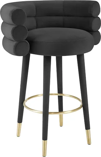 Vista 10 de Tov Furniture Betty - Taburete tapizado de terciopelo con patas de punta dorada (negro)