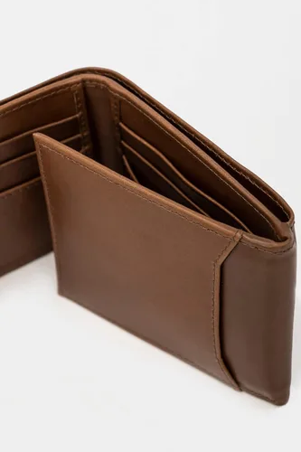 Vista 5 de VELEZ Carteras de cuero genuino para hombre, Café nogal, Cartera triple