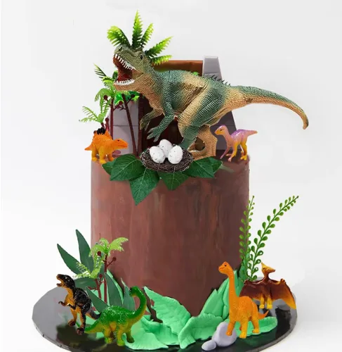 Vista 4 de Decoración para tartas de dinosaurios con puerta de parque de dinosaurios