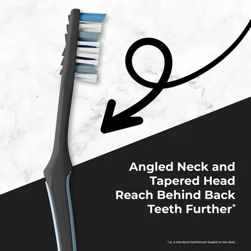 Vista 4 de Reach Advanced Design - Cepillo de dientes de cerdas suaves con tapas para cepillos de dientes, 6 unidades Cuello en ángulo, punta de alcance