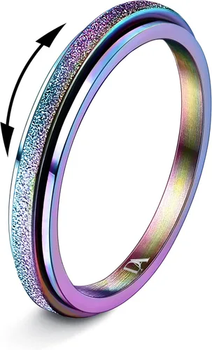 Vista 11 de Diamday Anillos para la ansiedad para mujeres y hombres, 2 0.157 in, anillo giratorio de acero de titanio para aliviar la ansiedad y el estrés
