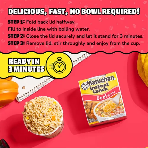 Vista 6 de Maruchan Almuerzo Instantáneo de Carne de Res, 2.25 Oz, Paquete de 12