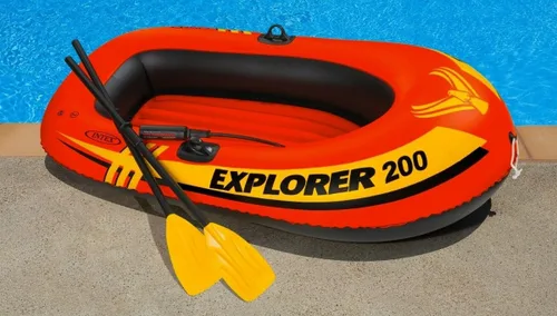 Vista 6 de INTEX Explorer Inflatable Boat Series Dual Air Chambers Welded Oar Locks Grab Handles Bow Rope Sporty Design