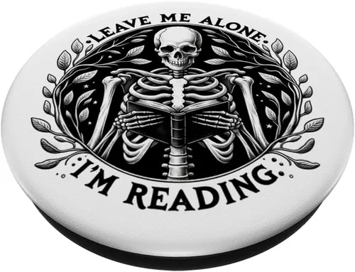 Vista 2 de Leave Me Alone I'm Reading - Libro de lectura de esqueleto Bookish PopSockets estándar PopGrip