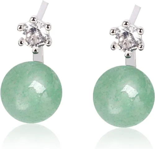 Vista 90 de Jade Earrings Studs,Green Jade Earrings for Women,925 Sterling Silver Earrings Studs for Sensitive Ears,Handmade Jade Earrings for Birthday