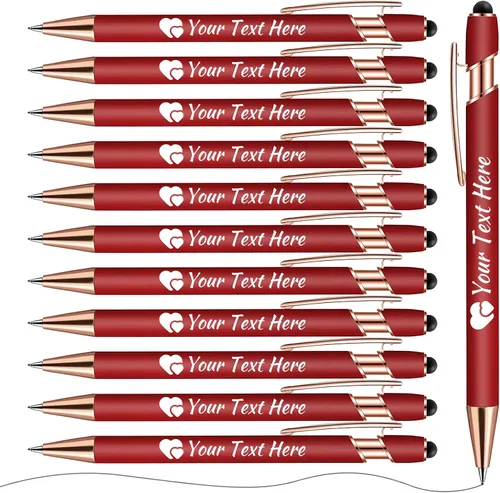 Vista 27 de Bolígrafos personalizados con lápiz capacitivo, bolígrafos con nombre impresos personalizados con tinta negra, impresos con tu logotipo o mensaje