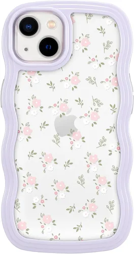 Vista 21 de ZCDAYE Funda compatible con iPhone 11, diseño floral estético, bonita funda rizada y ondulada para mujeres y niñas, funda de TPU suave a prueba