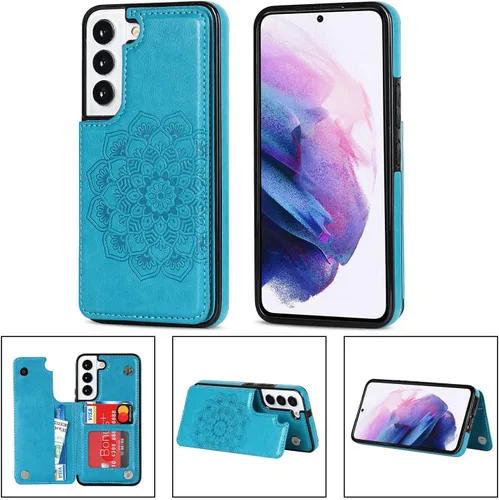 Vista 4 de Asuwish Funda compatible con Samsung Galaxy S22 Plus 5G y protector de pantalla de vidrio templado, soporte para tarjeta celular, ranuras