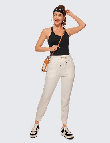 Vista 3 de CRZ YOGA - Camisetas sin mangas acanaladas con espalda cruzada para mujer con brasier incorporado - Camiseta atlética larga y acolchada con cuello
