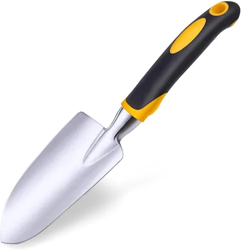 Vista 8 de Paleta de jardín con mango ergonómico antideslizante de goma suave para plantar, trasplantar, deshierbar, mover y alisar el suelo, regalo