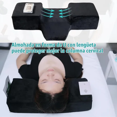 Vista 6 de Almohada de extensión de pestañas para salón de belleza de espuma viscoelástica con funda de terciopelo Almohada ergonómica de curva mejorada