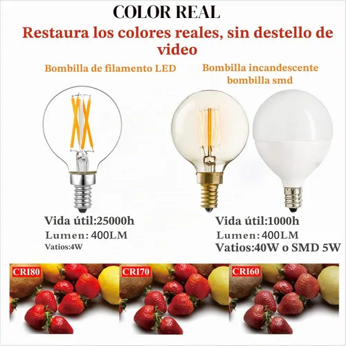 Vista 6 de LiteHistory E12 - Bombilla LED regulable g16.5 de 6 W, igual a 60 W, 600 lúmenes, AC120V E12, bombilla de candelabro de 60 W para candelabros 4w =